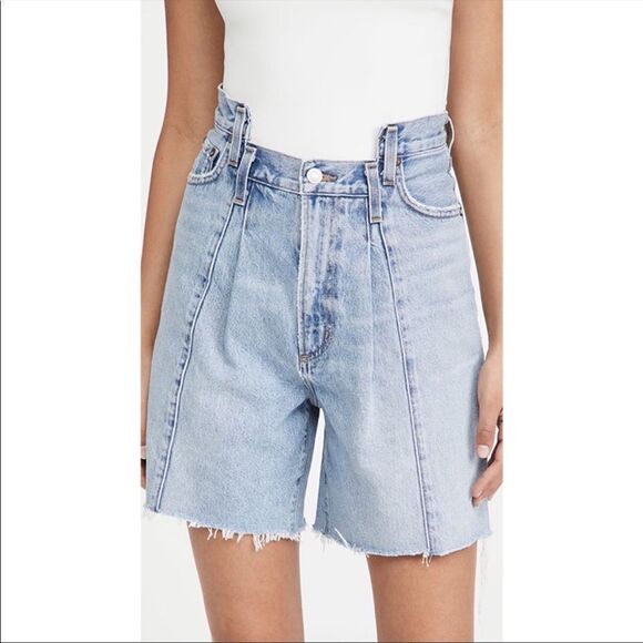 Agolde Sky Blue Denim Shorts - Picture 1 of 12